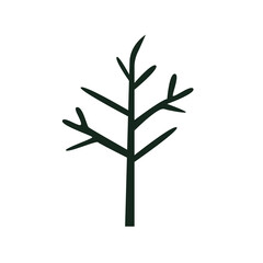 Cartoon dead withered tree without leaves, skinny leafless tree silhouette vector illustration design template elements
