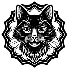 persian-cat-face-logo--decorative-frame--side-vie