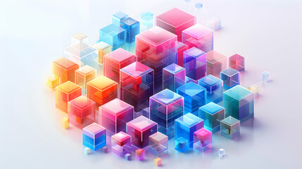 3D Flat Icon: Glossy Project Fractals Concept for Digital Art