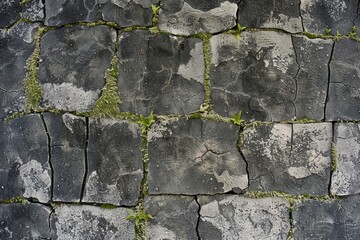 Obraz premium Weathered Stone Wall With Emerging Plants