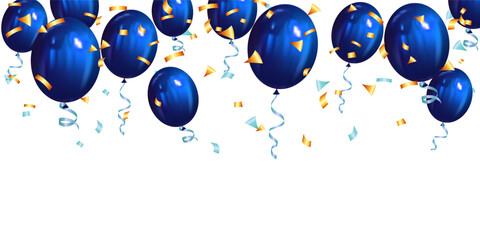 Realistic blue balloon and confetti banner background vector design. Happy White Day, Father © Little J