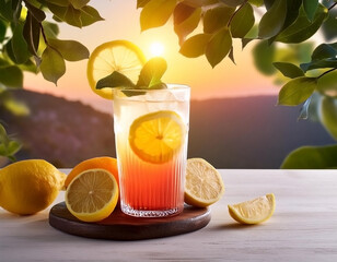 glass of orange juice with lemon