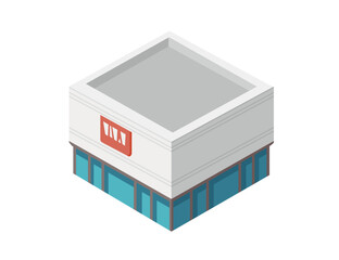 vector isometric hotel, apartment, school, or skyscraper building, isolation on white