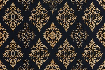 Fototapeta premium Gold and Black Damask Pattern