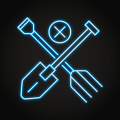 No garden instruments neon icon