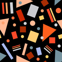 Retro vintage 80s or 90s fashion style abstract seamless pattern background. Good for textile fabric design, wrapping paper and website wallpapers. Vector illustration.