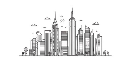 Fototapeta premium skyscraper line art, wallpaper, the beauty of the lines of buildings in the middle of the city