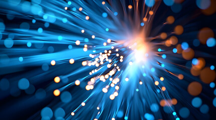 Naklejka premium Close up of abstract background fiber optics,internet communication concept