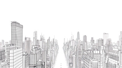 skyscraper line art, wallpaper, the beauty of the lines of buildings in the middle of the city
