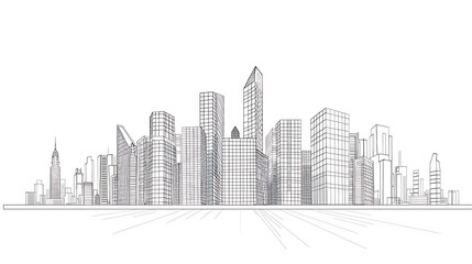 Fototapeta premium skyscraper line art, wallpaper, the beauty of the lines of buildings in the middle of the city