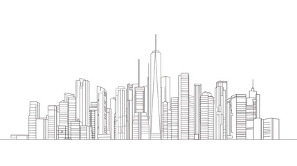 skyscraper line art, wallpaper, the beauty of the lines of buildings in the middle of the city