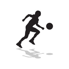 vector soccer player silhouette. player shooting