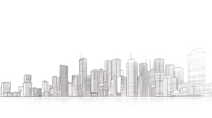 Fototapeta premium skyscraper line art, wallpaper, the beauty of the lines of buildings in the middle of the city