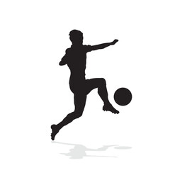 vector soccer player silhouette. player shooting