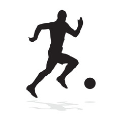 vector soccer player silhouette. player shooting