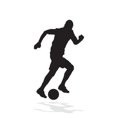 vector soccer player silhouette. player shooting