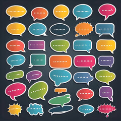 set of different colorful speech bubbles with dots, vector ready for design 