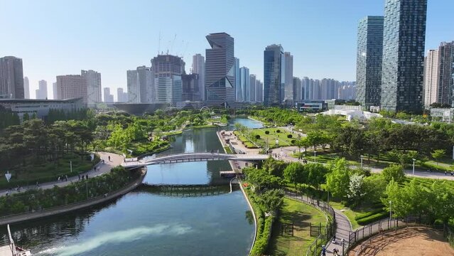 Buildings Around Songdo Central Park Incheon South Korea