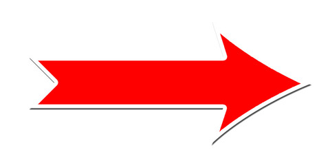 Red arrow Right vector Direction isolated on a white background. Simple red arrow