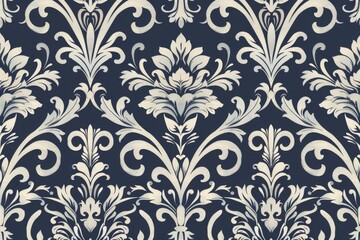Fototapeta premium Elegant Damask Pattern in White and Blue