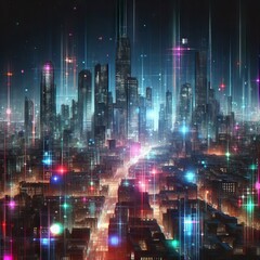 Obraz premium Sci-Fi Urban Design with Neon Lights