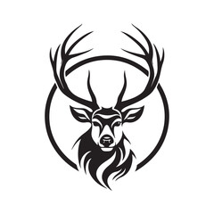 Design deer head isolated white background. Deer head sign logo Stock Illustration