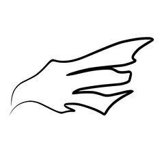 Hand drawn wing sketch. Outline vector