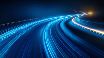 Modern abstract high-speed movement. Dynamic motion light trails on dark blue background. Futuristic, technology pattern for banner or poster design background concept