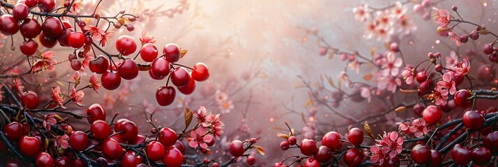 Cheerful cherry blossom and cherry design.