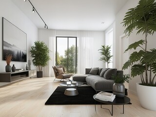 Fototapeta premium minimalist interior and decoration in living room
