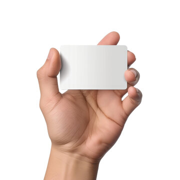 recommend clip art: Hand holding a blank white business card horizontally for identity on transparent background clipart