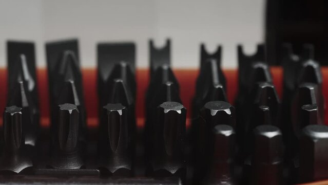 set of nozzles for screwdrivers. set of tools. Replacement impact screwdrivers in the box.