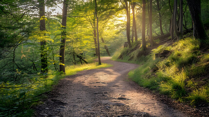 Fototapeta premium peace found in a quiet walk in nature, where wellness encompasses both physical and mental well-being