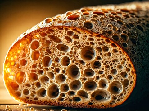 Close-Up of Bread with Air Bubbles, evoking Trypophobia