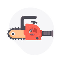Fototapeta premium Chainsaw flat vector illustration with a white background, simple design, bold outlines, minimalistic style