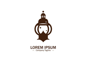 Vector Islamic lantern lamp logo icon