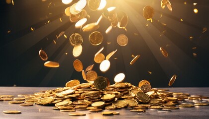 上から降ってくる大量の金貨 A Shower of Gold Coins Falling from Above