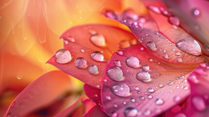 Water droplets on desert rose petals with a vibrant backdrop