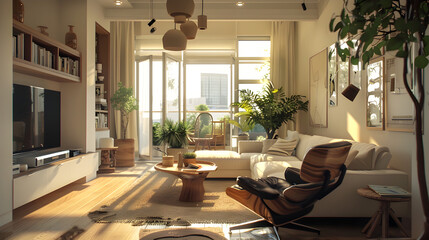A living room is typically a space in a house where residents can relax, socialize, and entertain guests. It usually includes comfortable seating such as sofas, chairs, and tables for holding drinks o