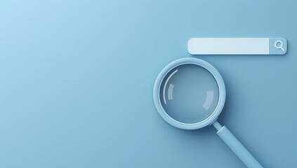 blank search bar magnifying glass blue background Find or search Concept