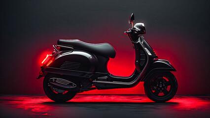 Black Motor Scooter at Night