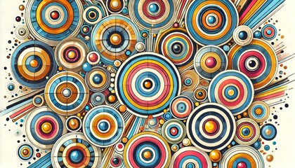 Fototapeta premium Colorful Abstract Circles and Lines Pattern