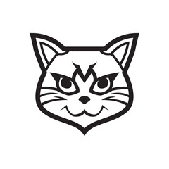Cat mascot vector logo vector black and white