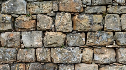 Fototapeta premium Rustic Stone Wall Texture - Closeup of Weathered Masonry