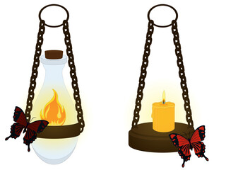 Chain handle fire holder illustration