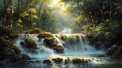 Tranquil Forest Waterfall