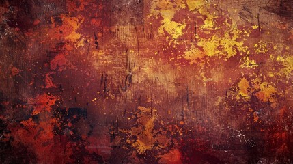 Fototapeta premium Grunge background with autumnal hues and a textured leaf pattern
