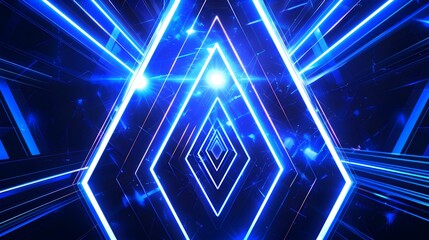Mesmerizing Futuristic Tunnel of Luminous Geometric Shapes and Neon Lights