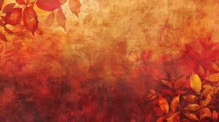 Grunge background design with textured autumn leaves and warm tones