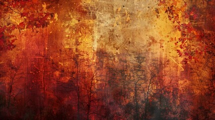 Obraz premium Grunge backdrop with autumn colors and textured leaf details